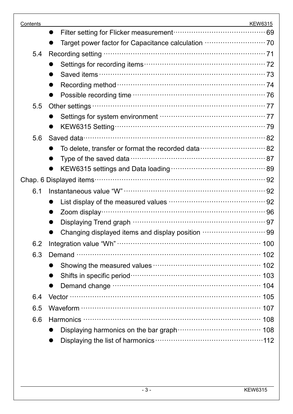 KYORITSU 6315 Instruction Manual User Manual | Page 5 / 163