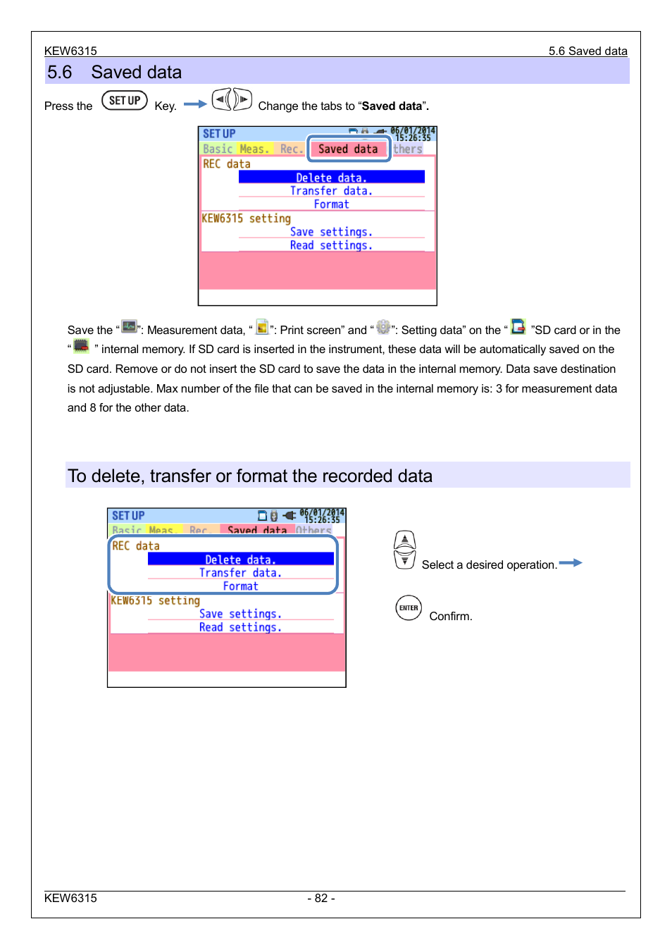 6 saved data | KYORITSU 6315 Instruction Manual User Manual | Page 84 / 163