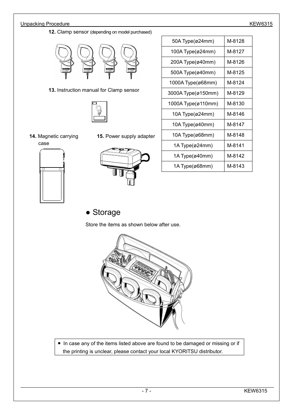 Storage | KYORITSU 6315 Instruction Manual User Manual | Page 9 / 163