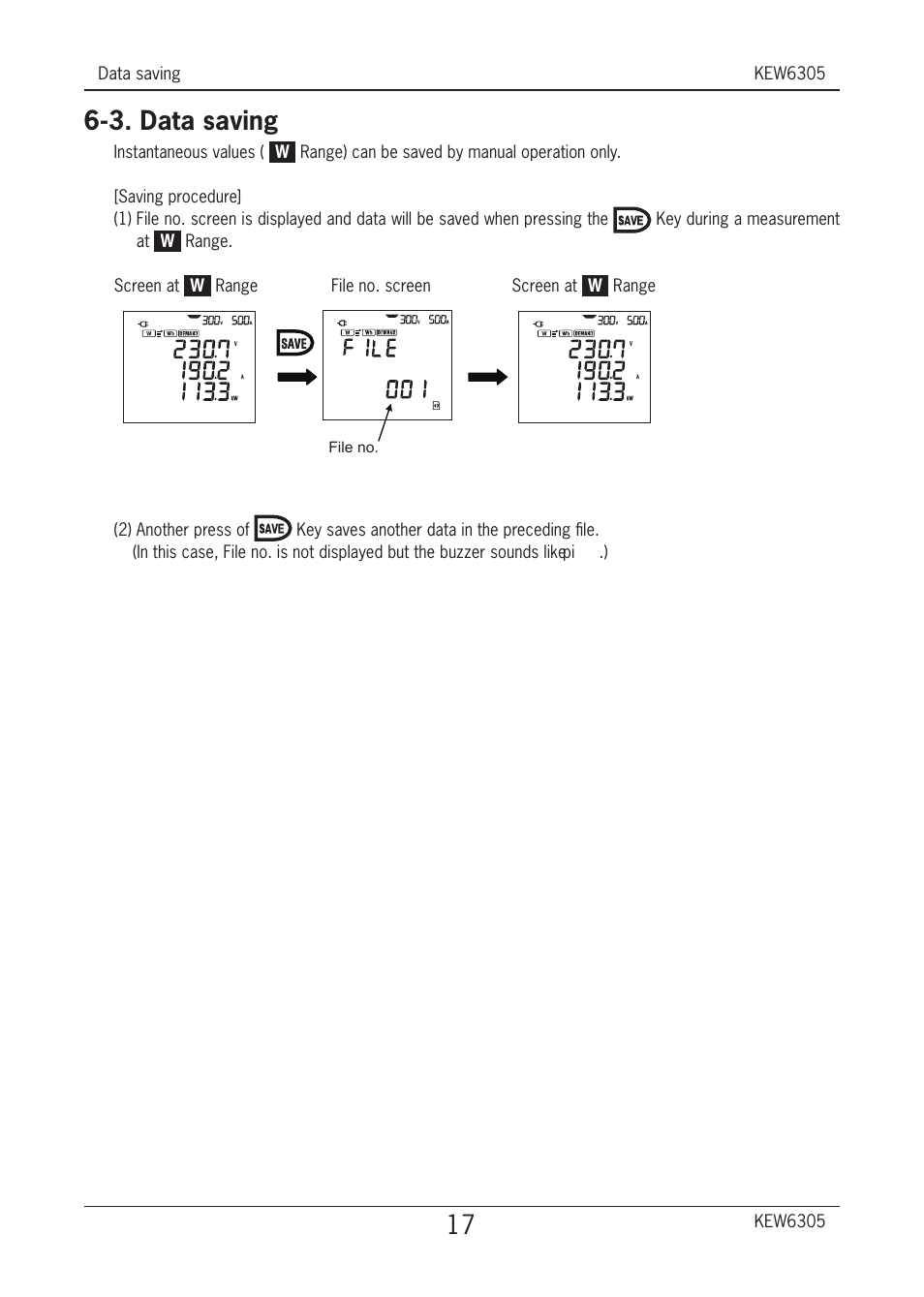 3. data saving | KYORITSU 6305 Quick Manual User Manual | Page 18 / 32