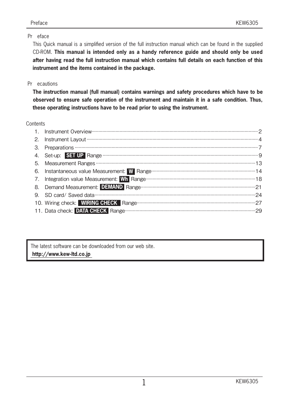 KYORITSU 6305 Quick Manual User Manual | Page 2 / 32