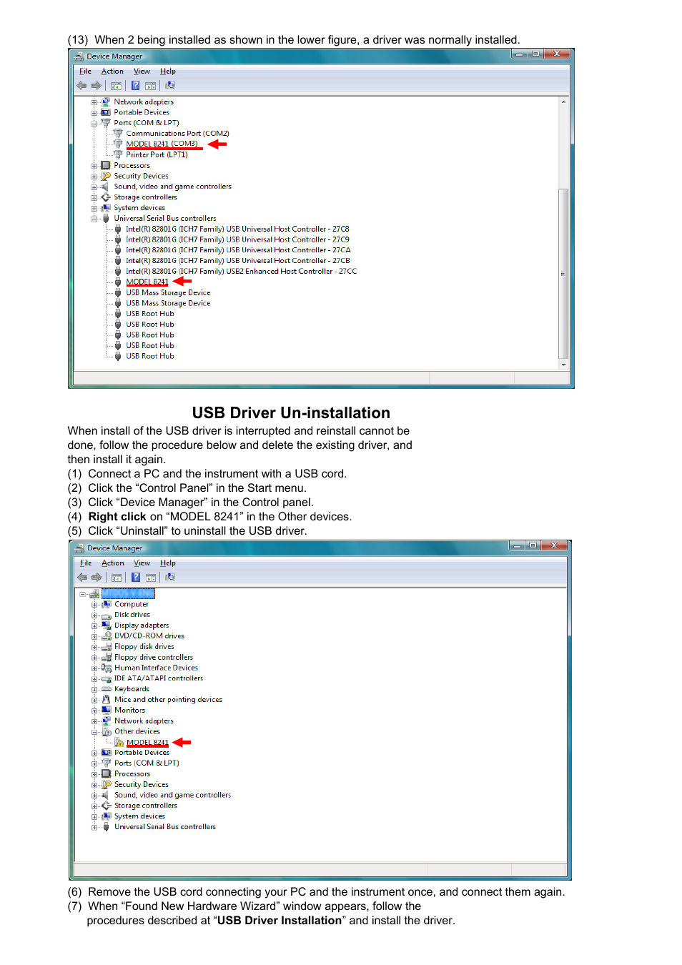 Usb driver un-installation | KYORITSU DMM Application Windows Vista User Manual | Page 6 / 6