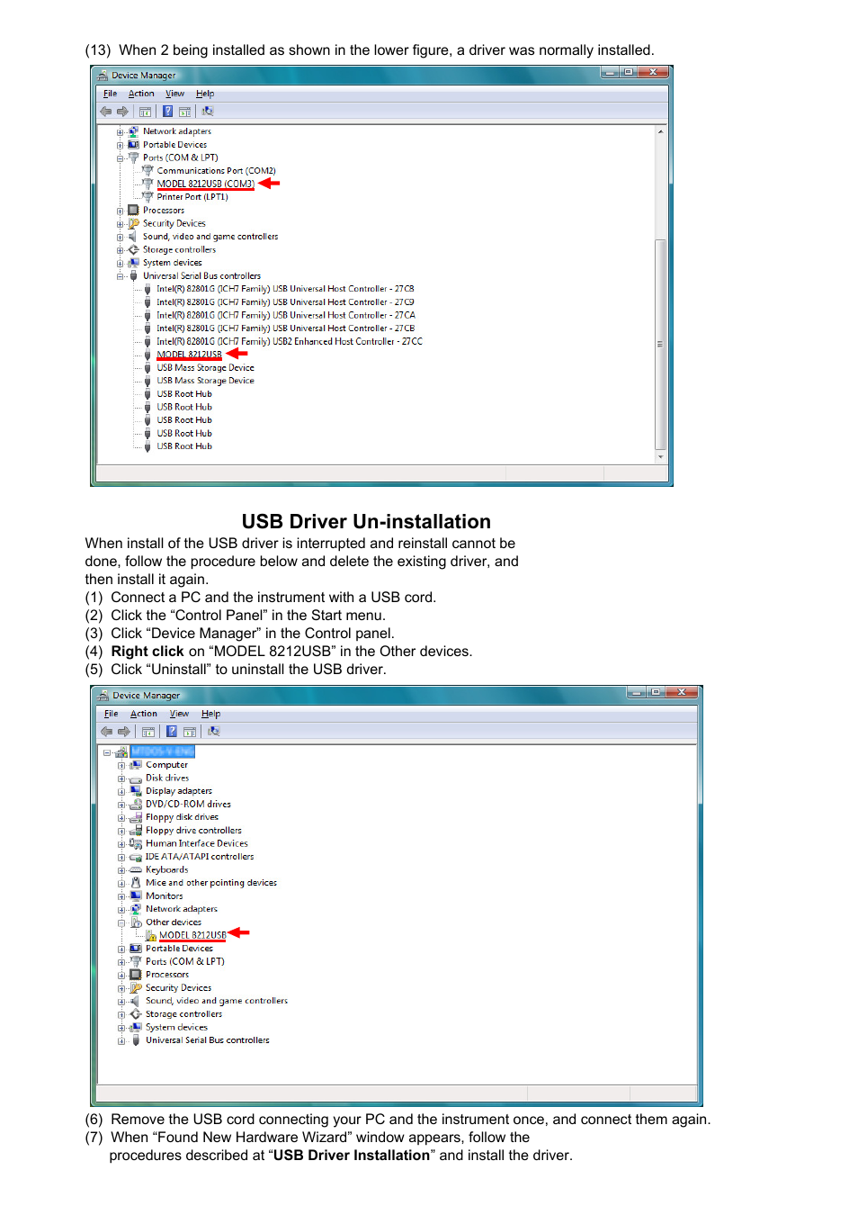 Usb driver un-installation | KYORITSU KEW Windows for KEW 3128 Windows Vista User Manual | Page 6 / 6