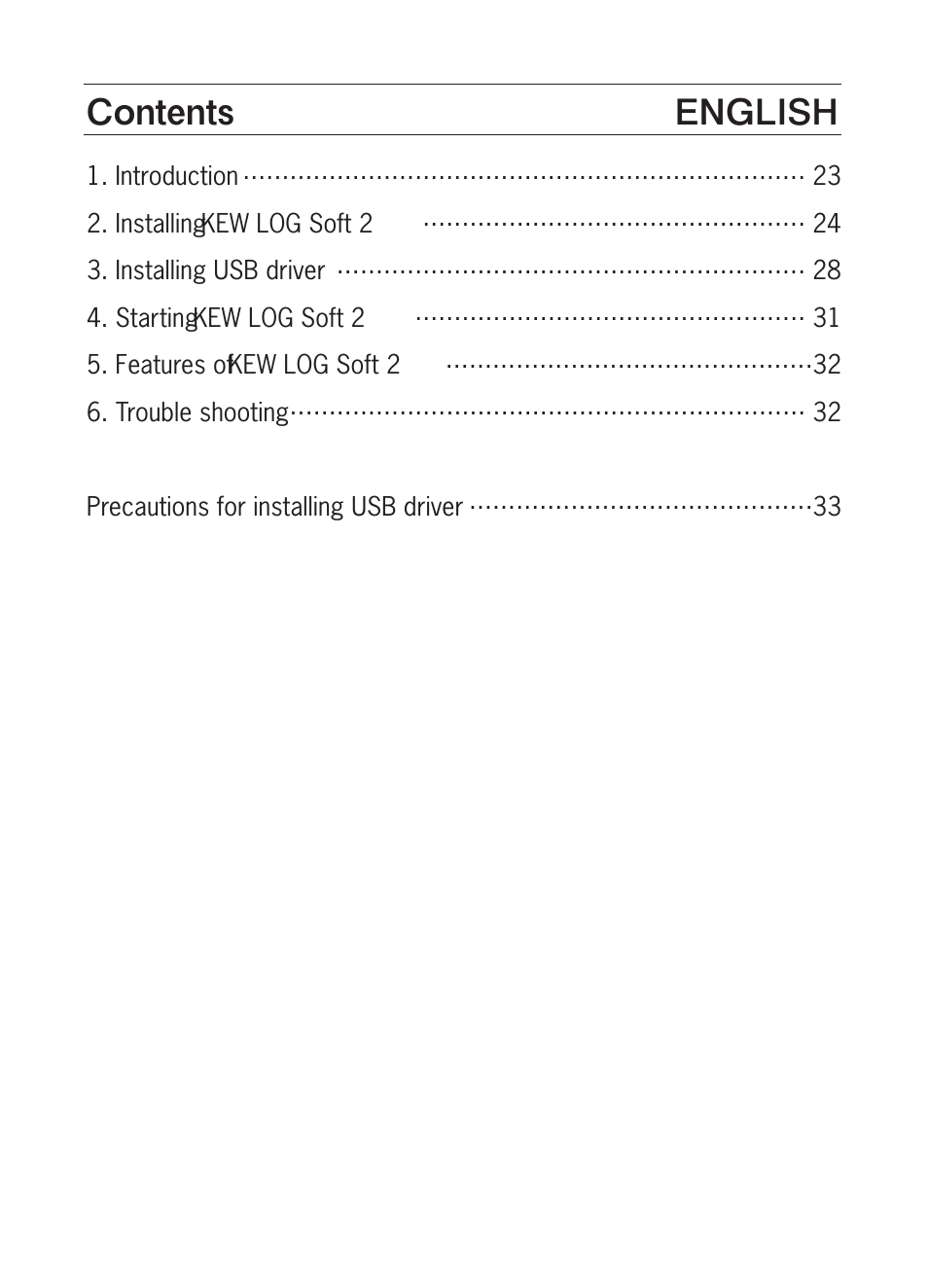 Contents english | KYORITSU KEW LOG Soft2 Windows Vista/7/8 User Manual | Page 2 / 22