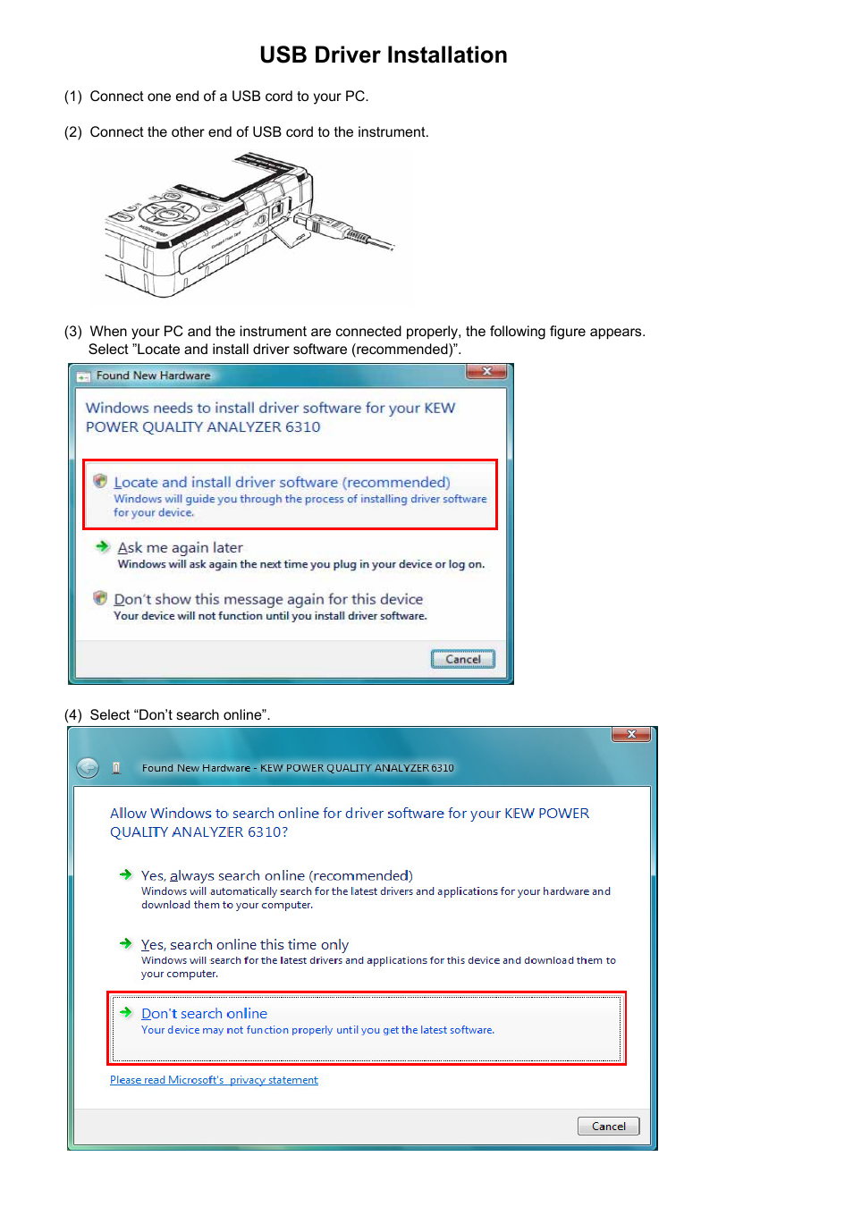 KYORITSU KEW PQA MASTER Windows Vista User Manual | 6 pages