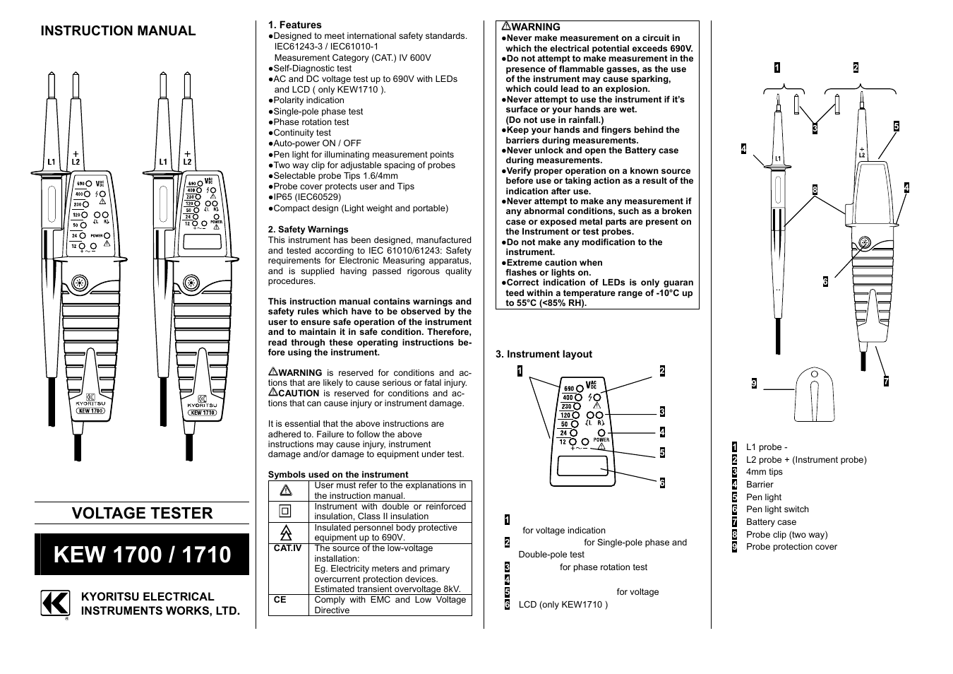 KYORITSU 1710 User Manual | 3 pages