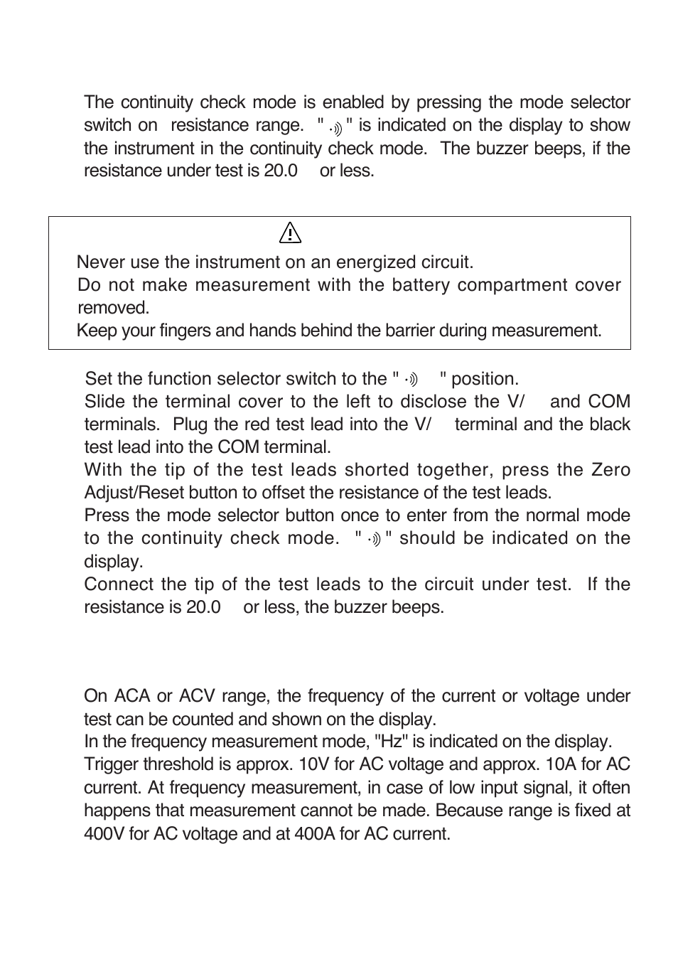 Danger | KYORITSU 2009A User Manual | Page 20 / 32