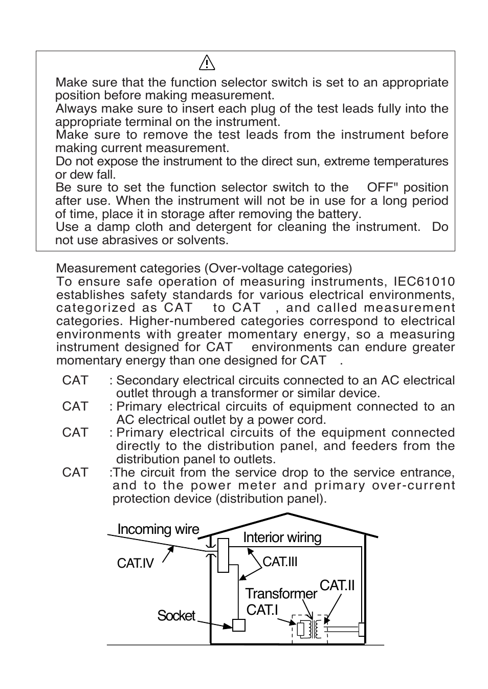 Caution | KYORITSU 2009A User Manual | Page 5 / 32