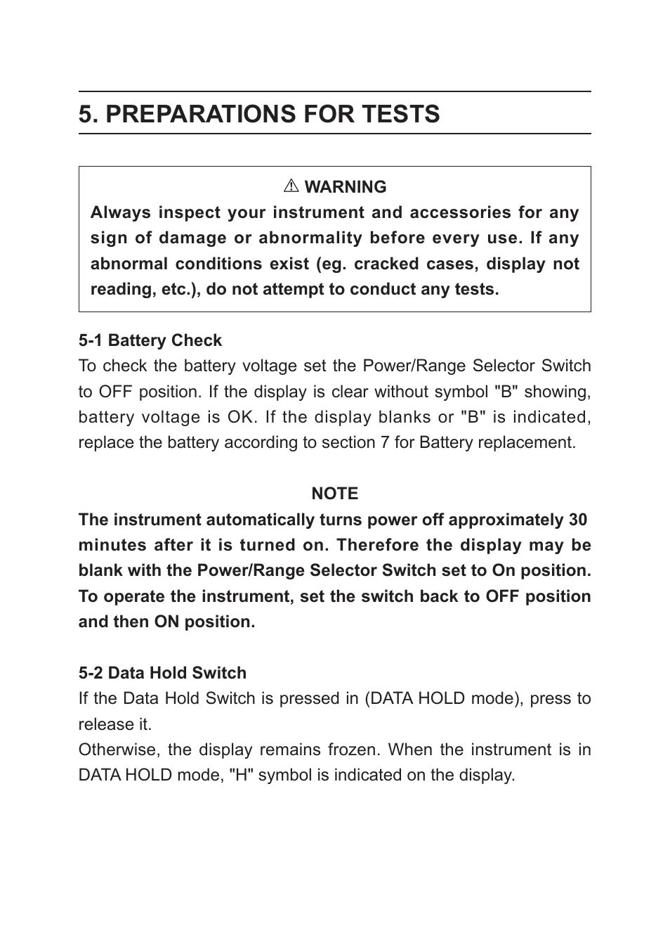 Preparations for tests | KYORITSU 2417 User Manual | Page 11 / 20