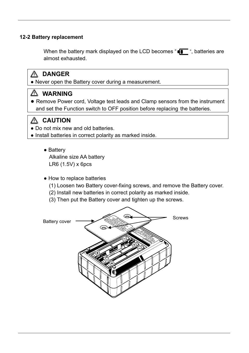 2 battery replacement | KYORITSU 6300 Instruction Manual User Manual | Page 139 / 152