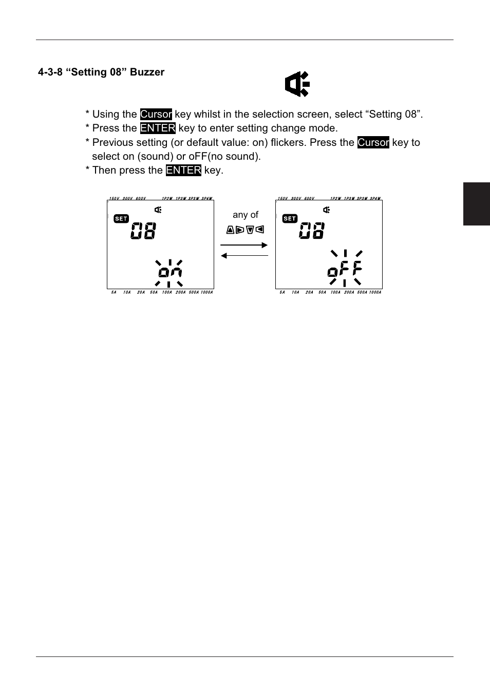 3-8 “setting 08” buzzer, Model6300, Any of | KYORITSU 6300 Instruction Manual User Manual | Page 38 / 152