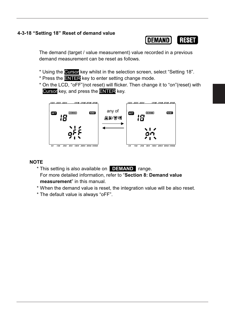 3-18 “setting 18” reset of demand value, Model6300, Any of | KYORITSU 6300 Instruction Manual User Manual | Page 48 / 152