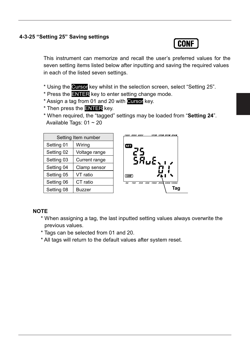 3-25 “setting 25” saving settings | KYORITSU 6300 Instruction Manual User Manual | Page 56 / 152