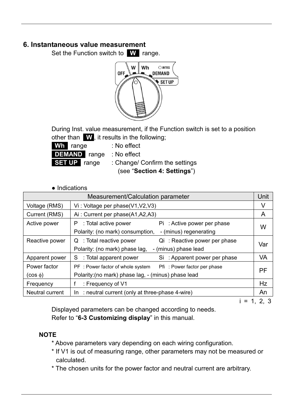 Instantaneous value measurement | KYORITSU 6300 Instruction Manual User Manual | Page 61 / 152