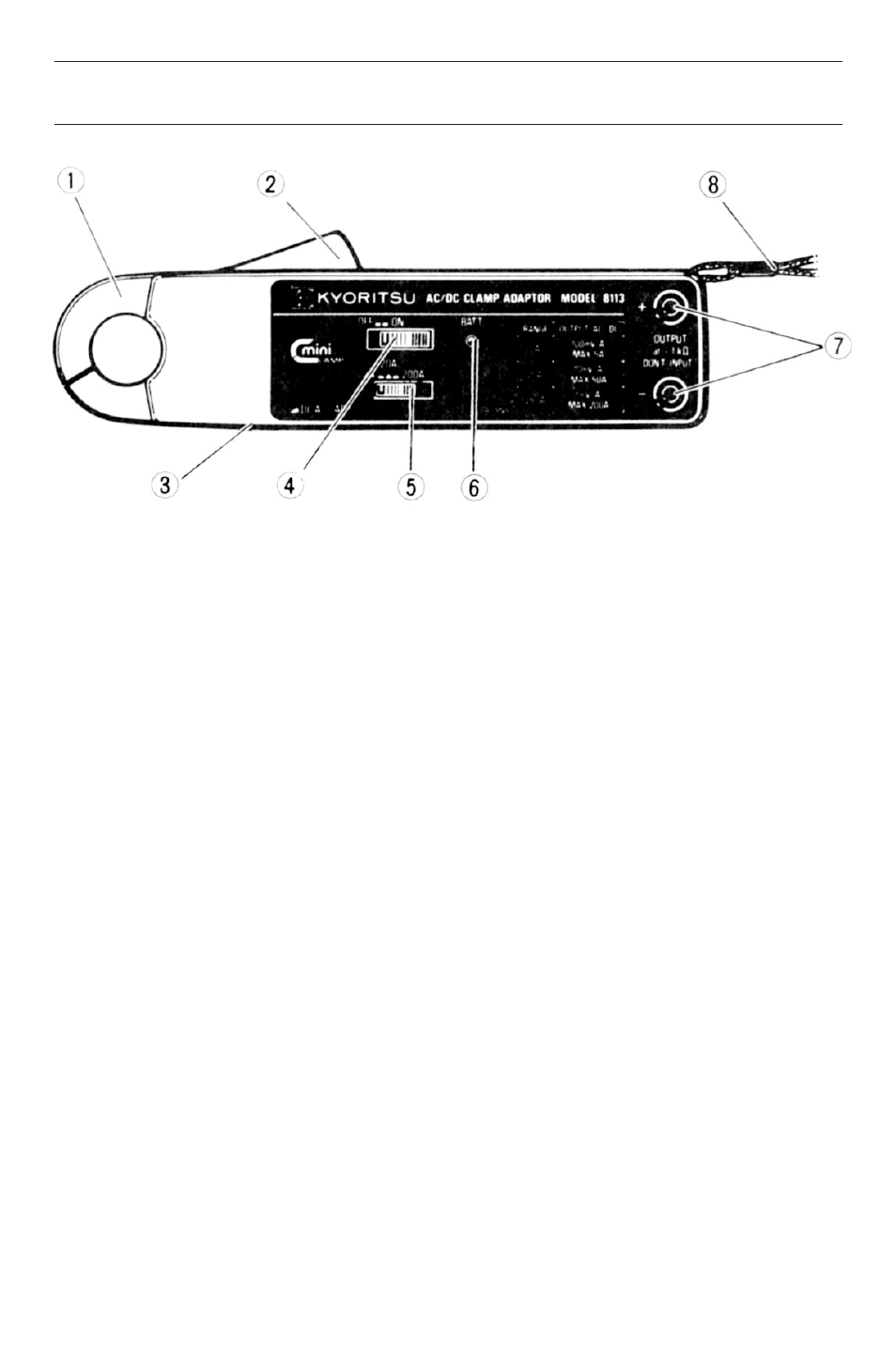 Instrument layout | KYORITSU 8113 User Manual | Page 8 / 16