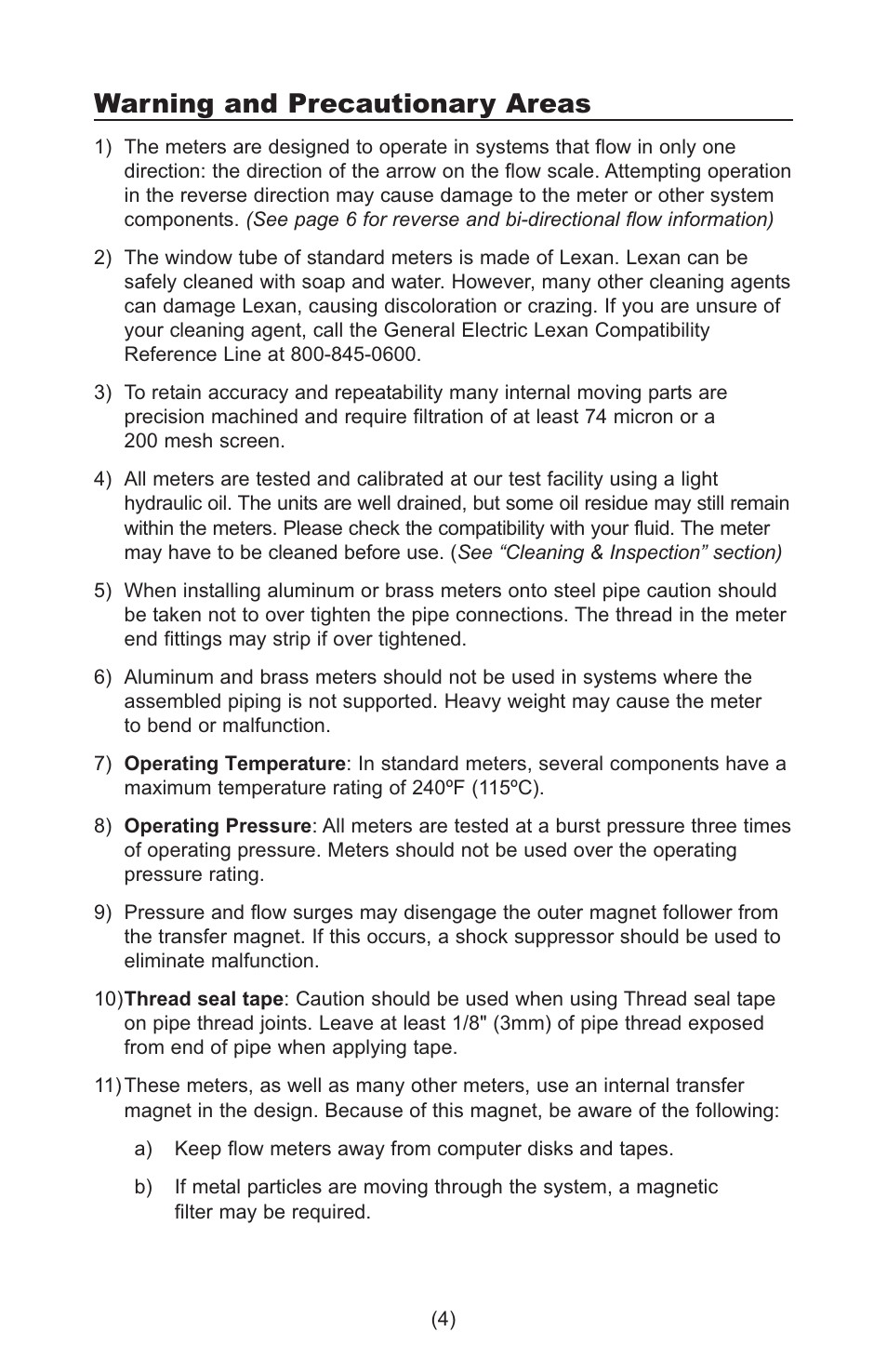 Warning and precautionary areas | Lake Monitors Case Drain Monitor User Manual | Page 4 / 20