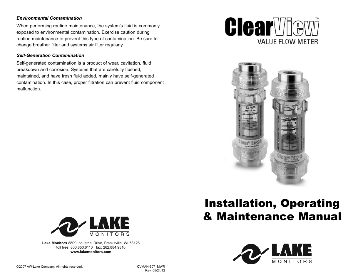 Lake Monitors ClearView+ Flow Meter (Polysulphone) User Manual | 4 pages