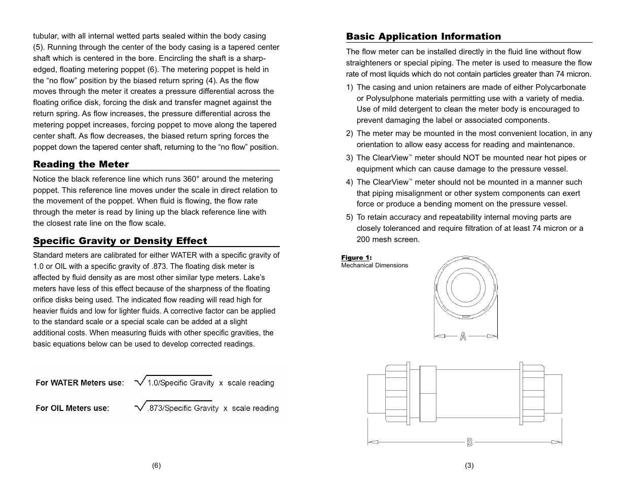 Lake Monitors ClearView+ Flow Meter (Polysulphone) User Manual | Page 3 / 4