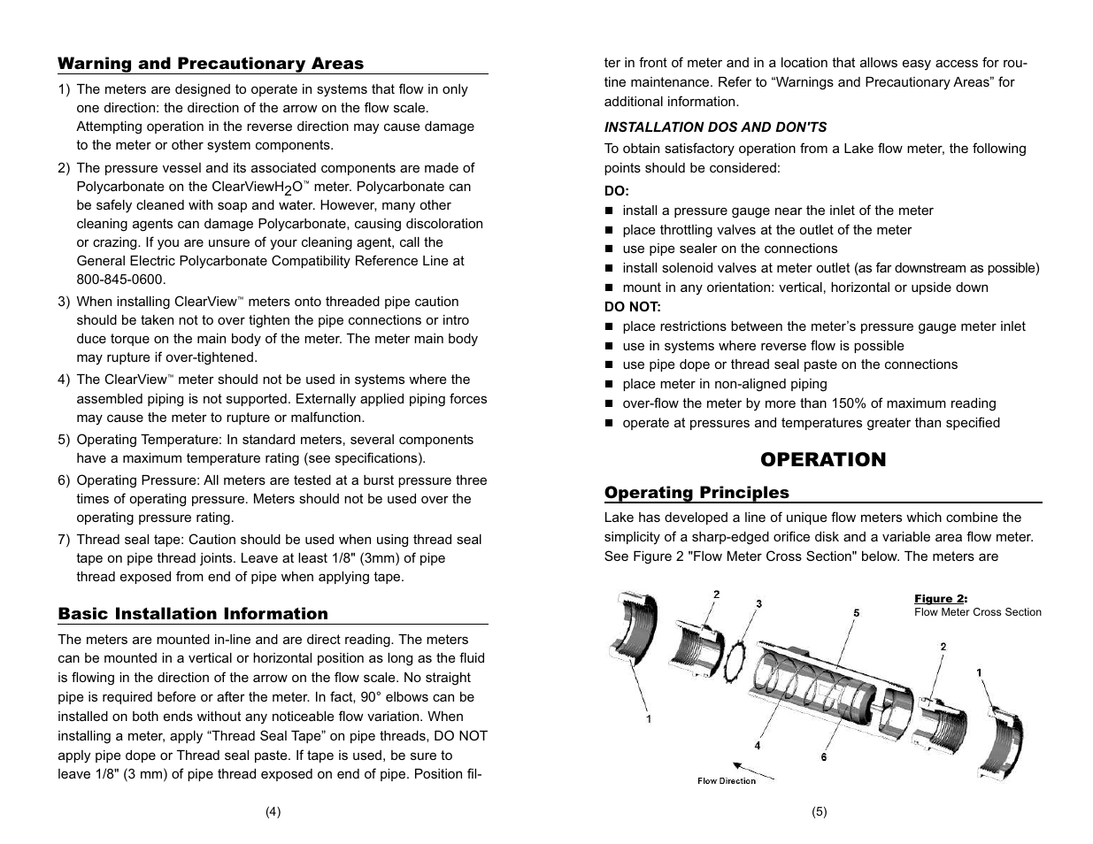 Operation | Lake Monitors ClearView+ Flow Meter (Polysulphone) User Manual | Page 4 / 4
