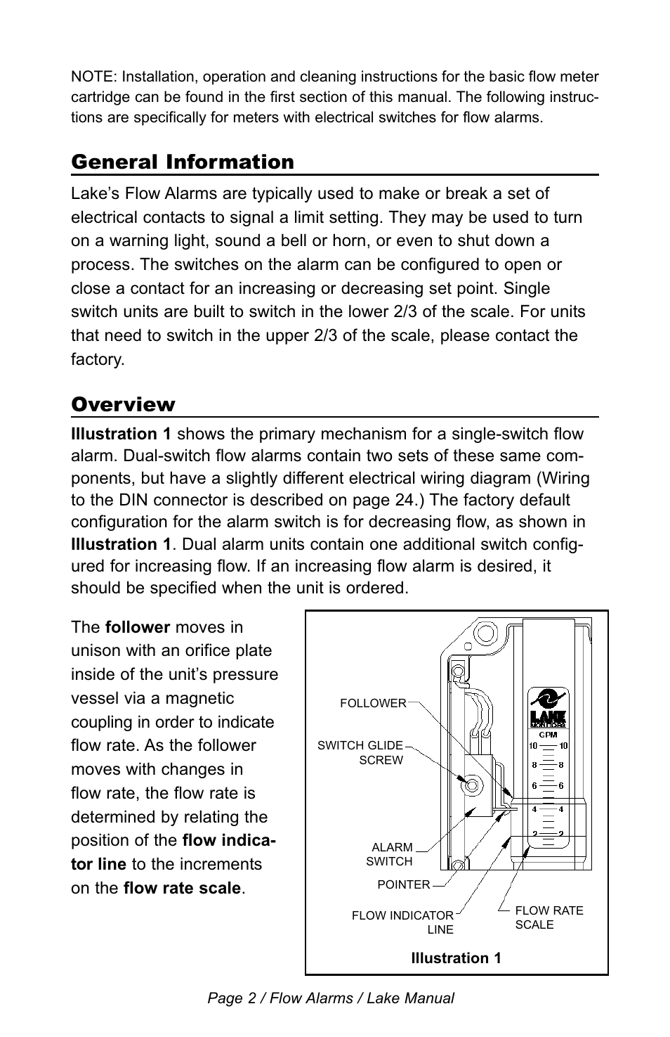 General information, Overview | Lake Monitors Flow Alarms User Manual | Page 2 / 10