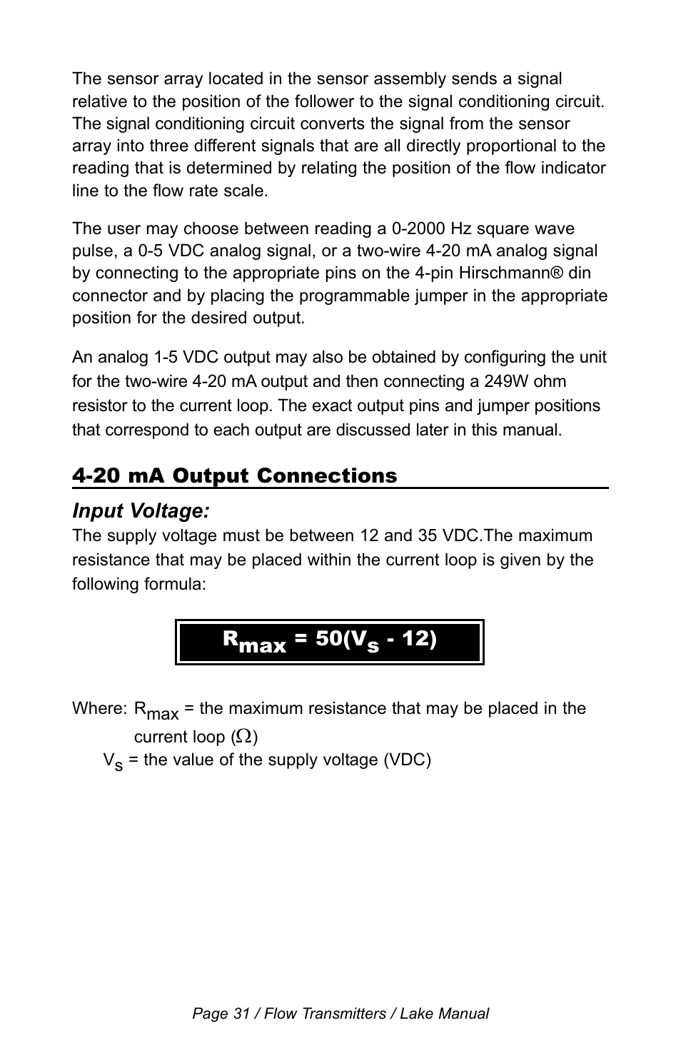 Lake Monitors Flow Transmitters User Manual | Page 31 / 40