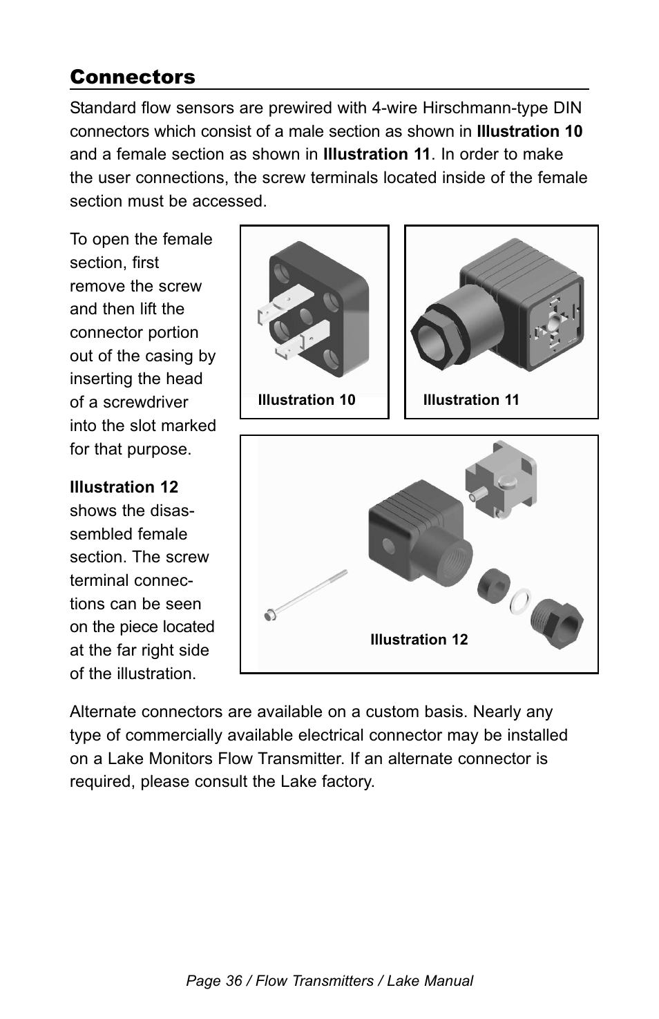 Connectors | Lake Monitors Flow Transmitters User Manual | Page 36 / 40