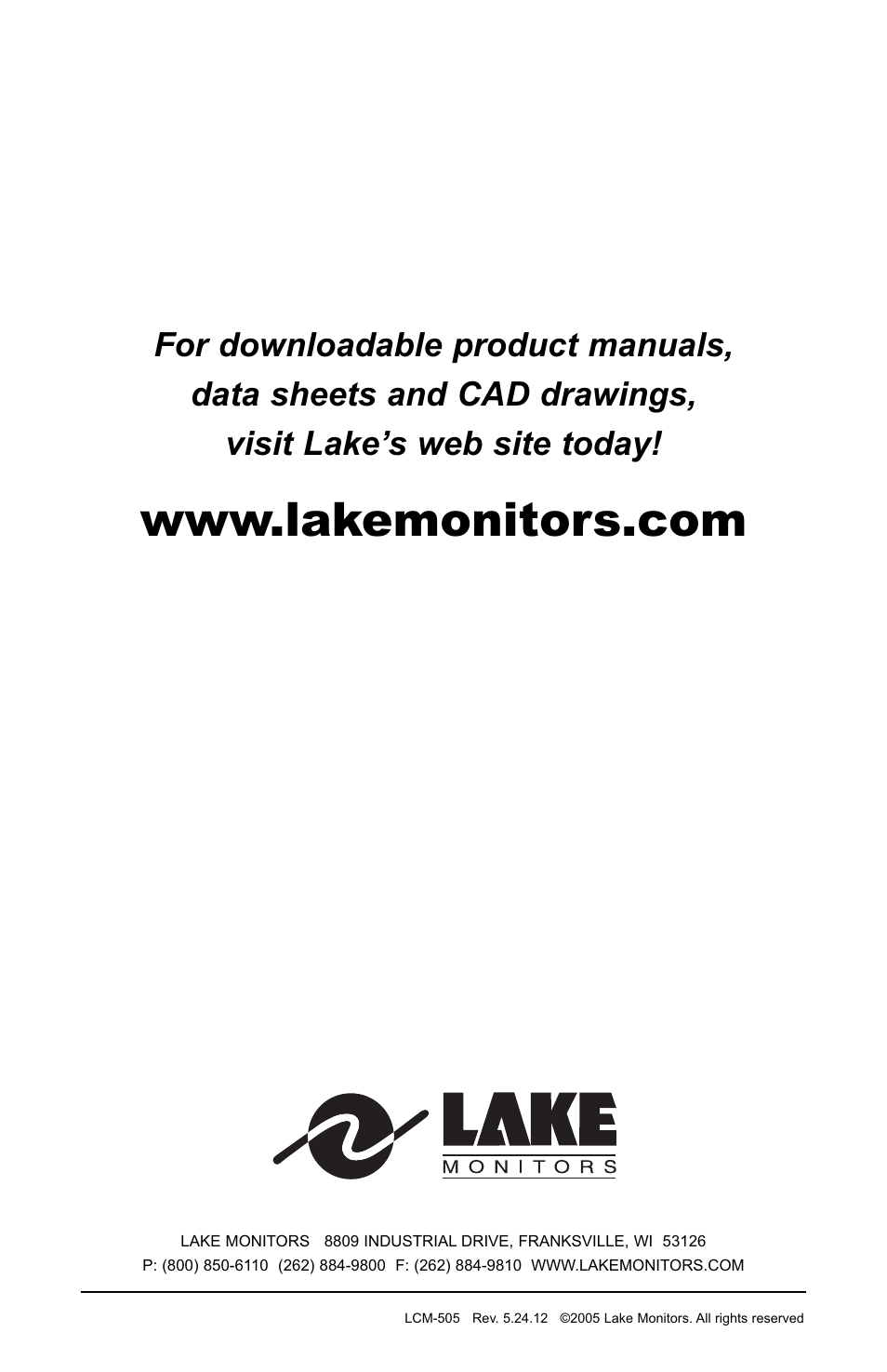 Lake Monitors Flow Transmitters User Manual | Page 40 / 40