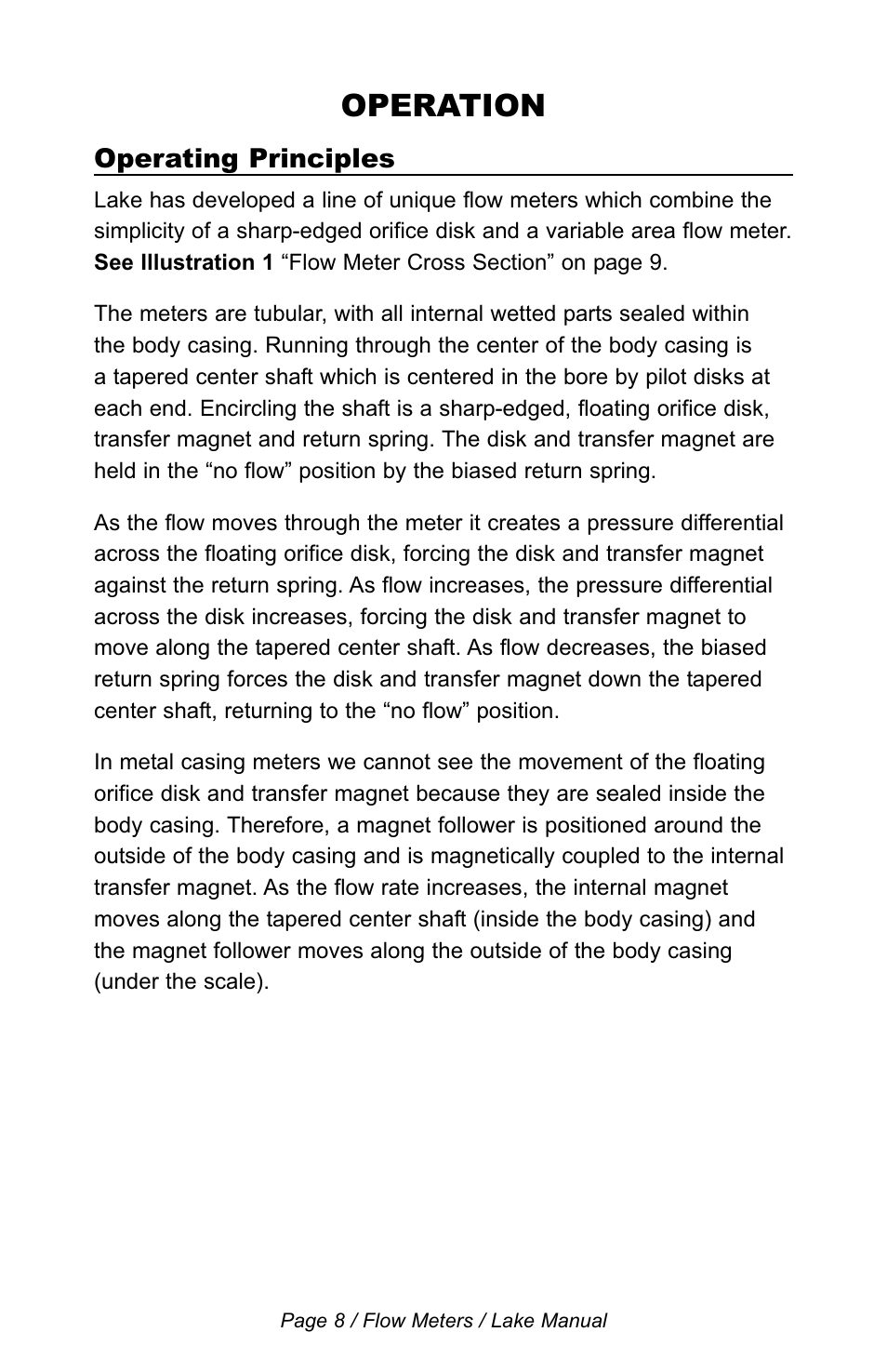 Operation | Lake Monitors Flow Transmitters User Manual | Page 8 / 40