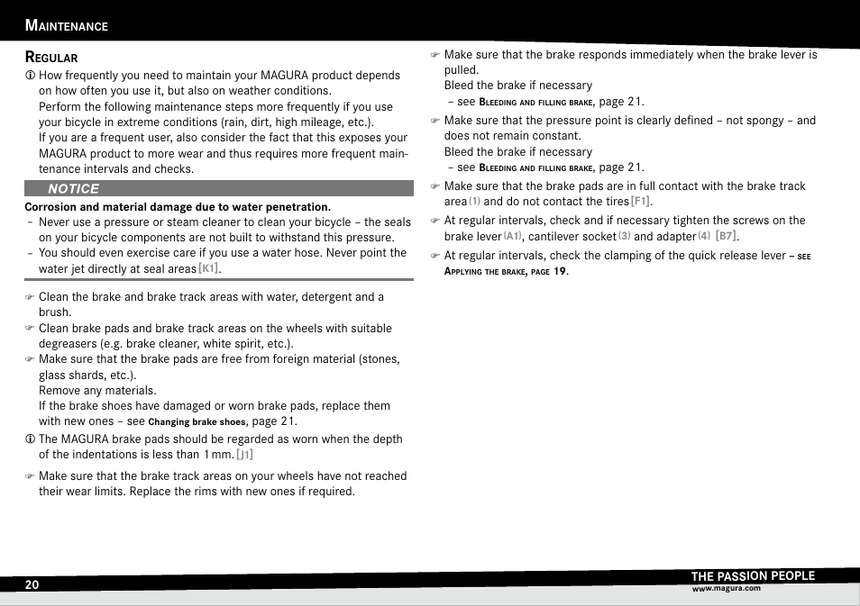 Maintenance, Regular, Aintenance | MAGURA HS33 (2014) User Manual | Page 20 / 24