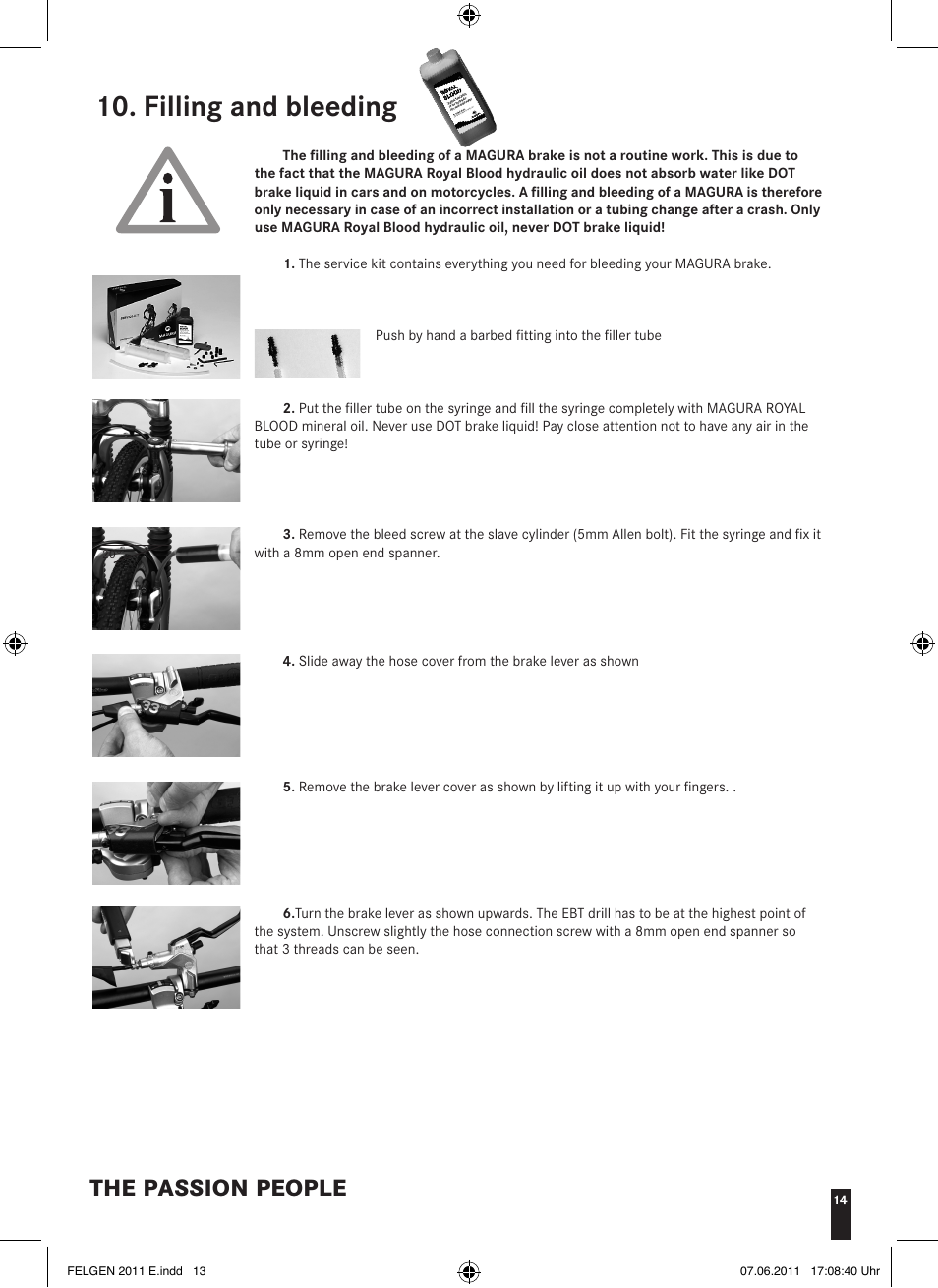 Filling and bleeding, The passion people | MAGURA HS33 (2013) User Manual | Page 13 / 16