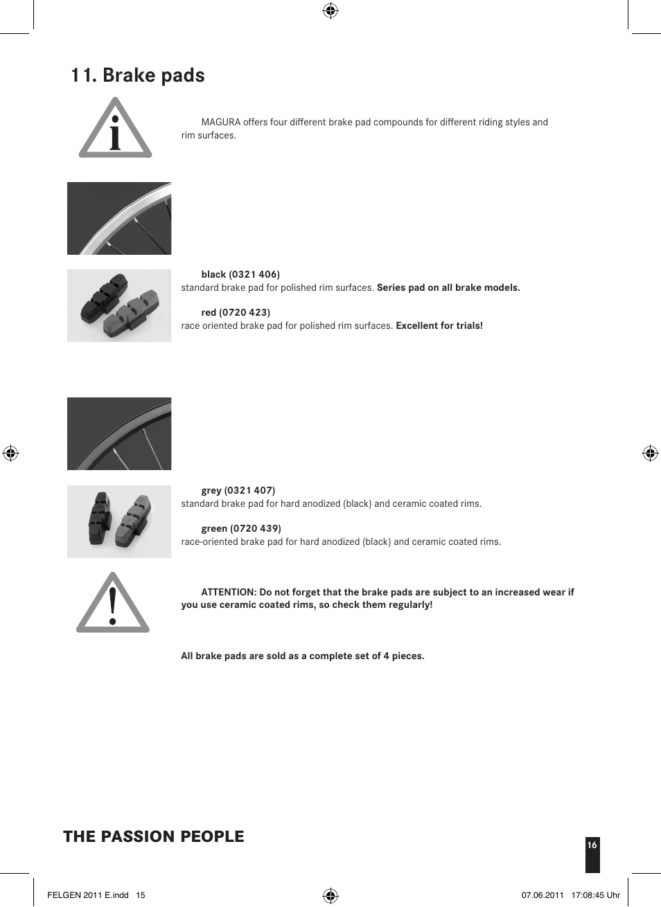 Brake pads, The passion people | MAGURA HS33 (2013) User Manual | Page 15 / 16