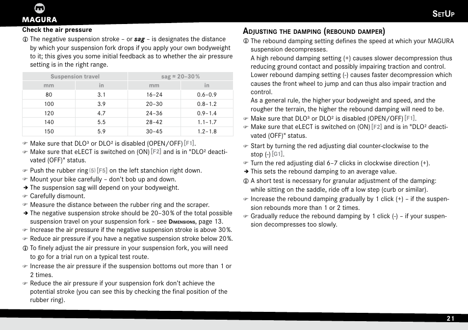 Adjusting the damping (rebound damper), Adjusting.the.damping, Rebound.damper) | MAGURA TS6 User Manual | Page 21 / 28