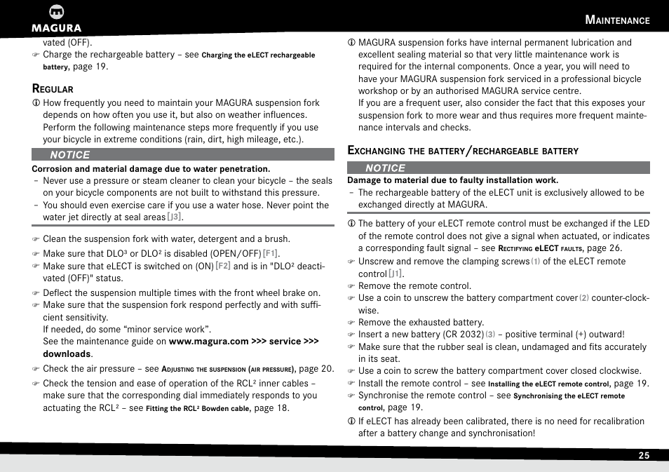 Regular, Exchanging the battery/rechargeable battery, Regular exchanging.the.battery | Rechargeable.battery | MAGURA TS6 User Manual | Page 25 / 28