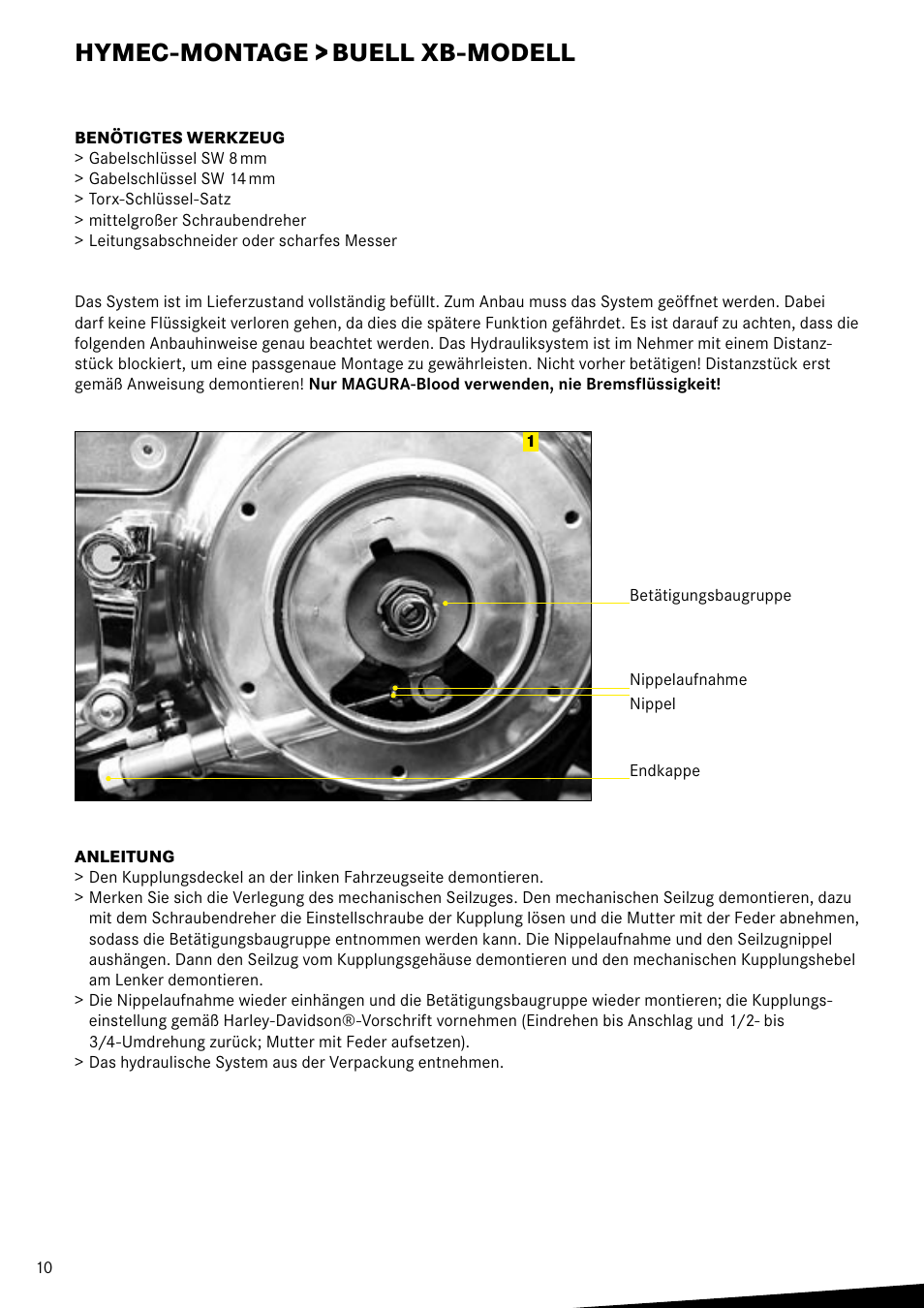 Hymec-montage > buell xb-modell | MAGURA HYMEC User Manual User Manual | Page 10 / 44