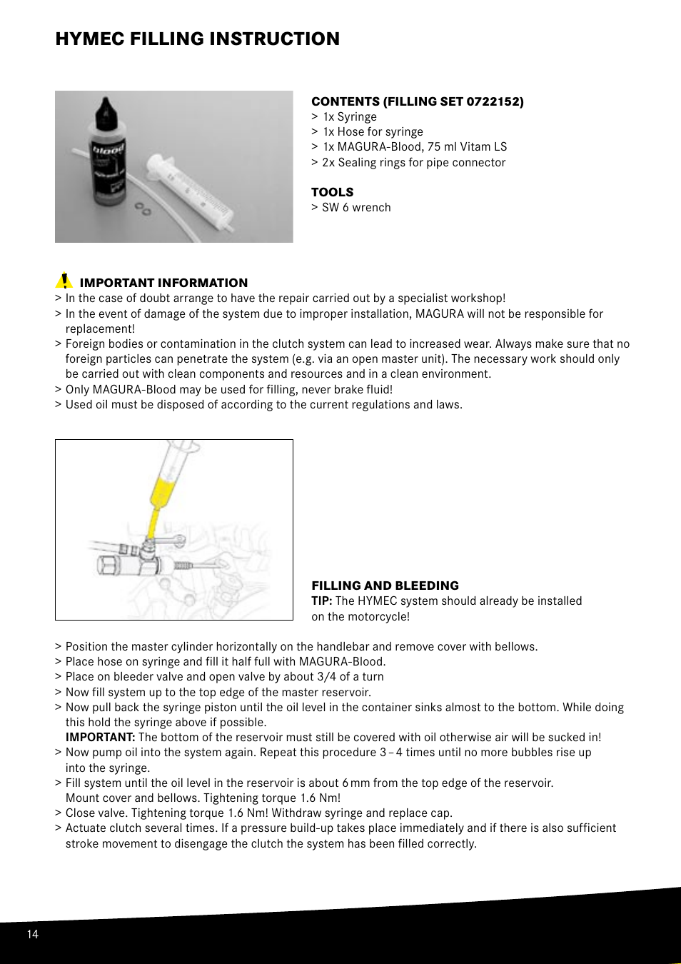 Hymec filling instruction | MAGURA HYMEC User Manual User Manual | Page 14 / 44