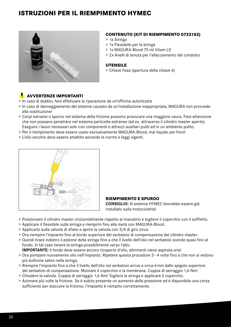 Istruzioni per il riempimento hymec | MAGURA HYMEC User Manual User Manual | Page 26 / 44