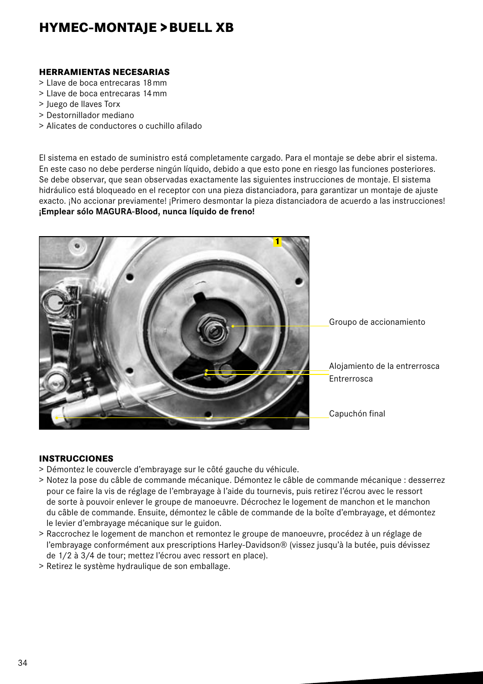 Hymec-montaje > buell xb | MAGURA HYMEC User Manual User Manual | Page 34 / 44