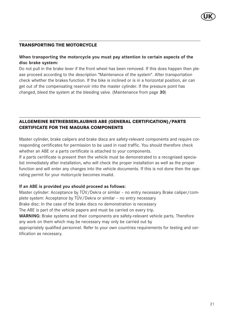 MAGURA RADIAL 195 User Manual | Page 21 / 84