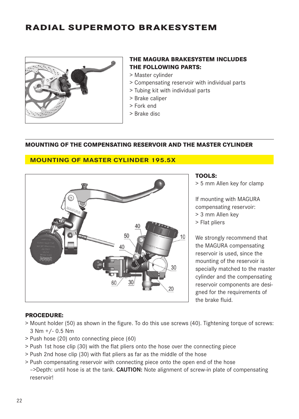 Radial supermoto brakesystem | MAGURA RADIAL 195 User Manual | Page 22 / 84