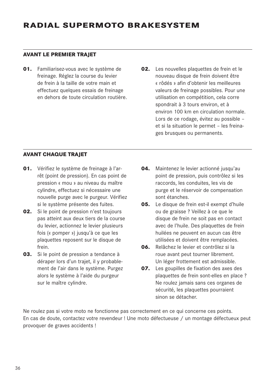 Radial supermoto brakesystem | MAGURA RADIAL 195 User Manual | Page 36 / 84