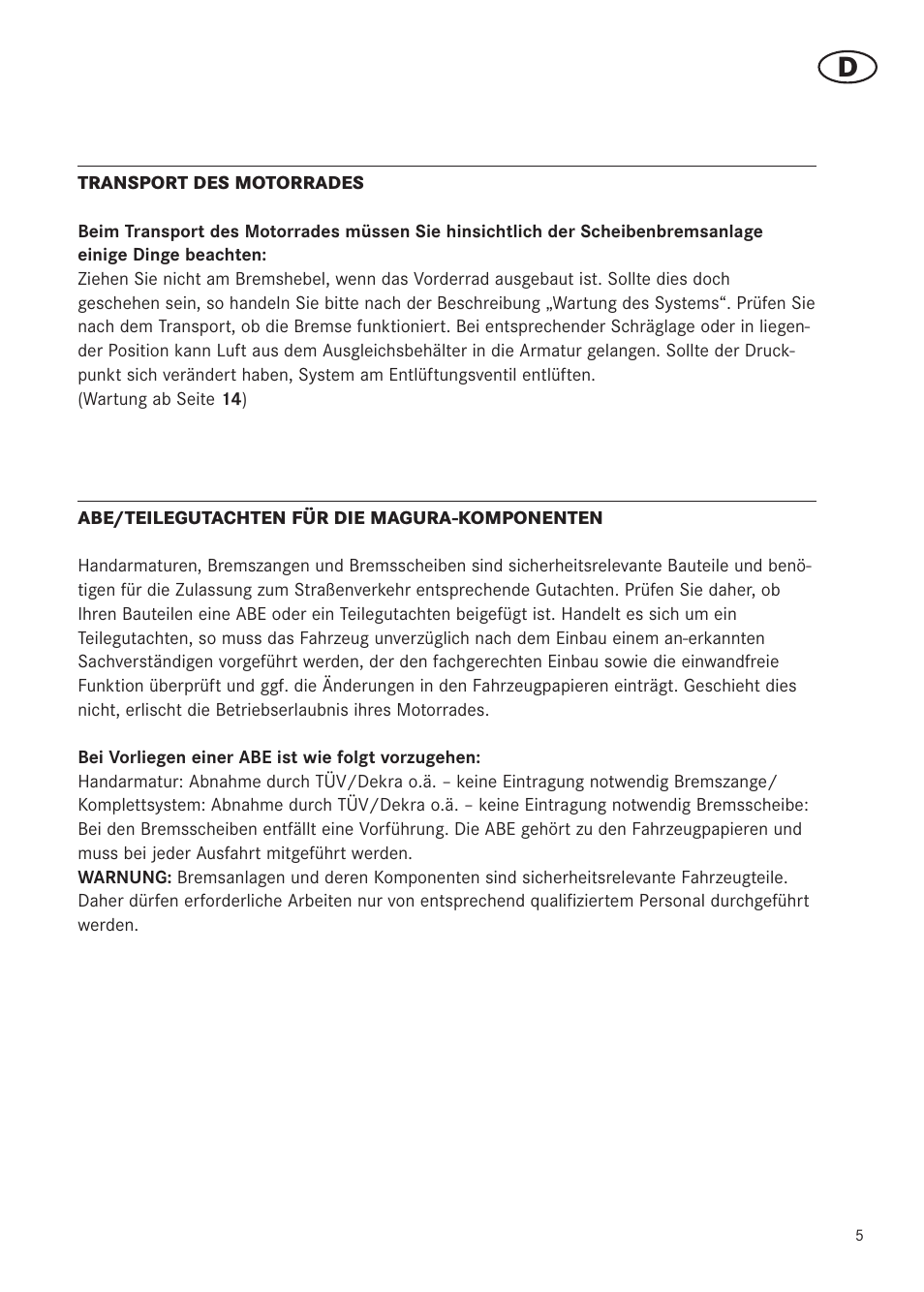 MAGURA RADIAL 195 User Manual | Page 5 / 84