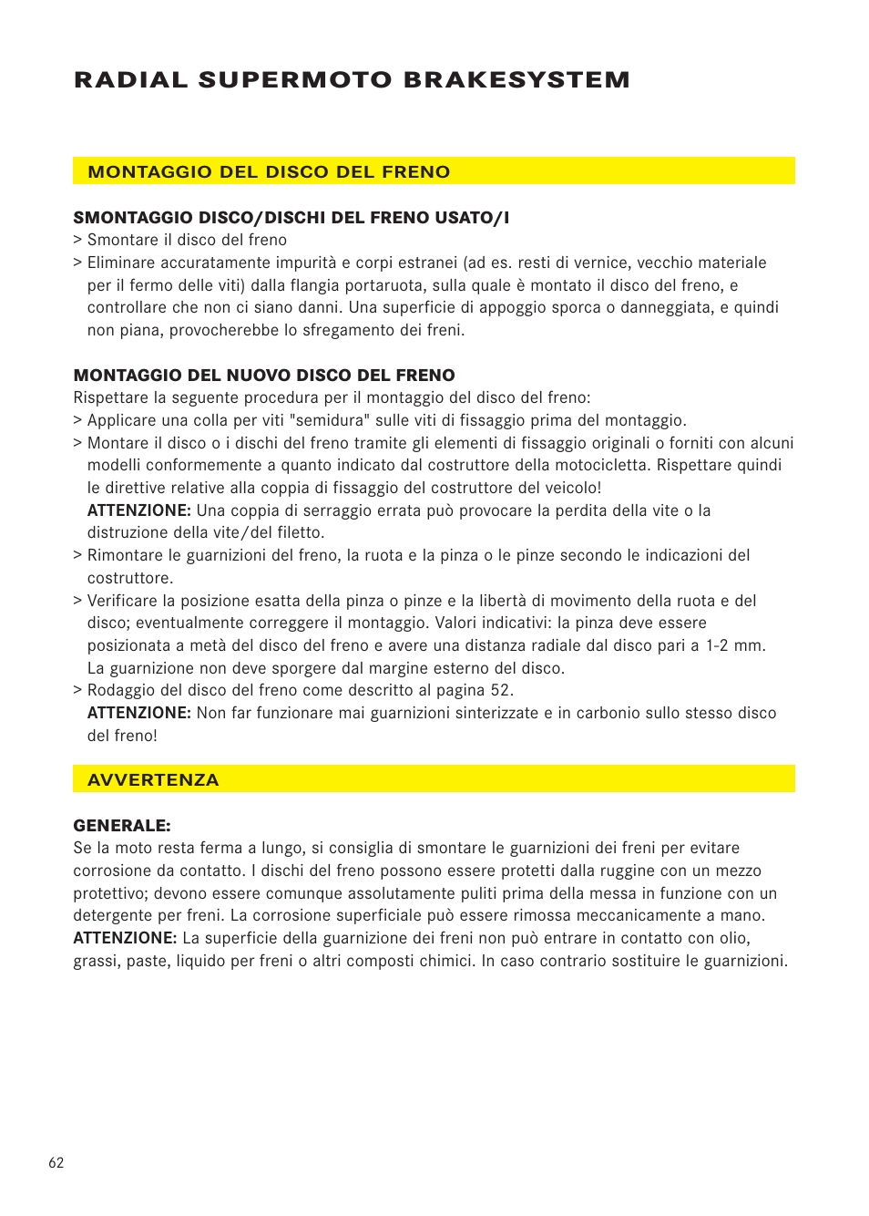 Radial supermoto brakesystem | MAGURA RADIAL 195 User Manual | Page 62 / 84