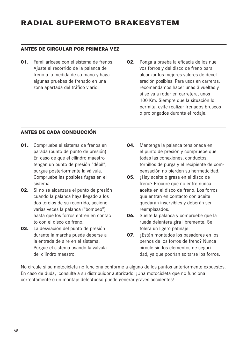 Radial supermoto brakesystem | MAGURA RADIAL 195 User Manual | Page 68 / 84