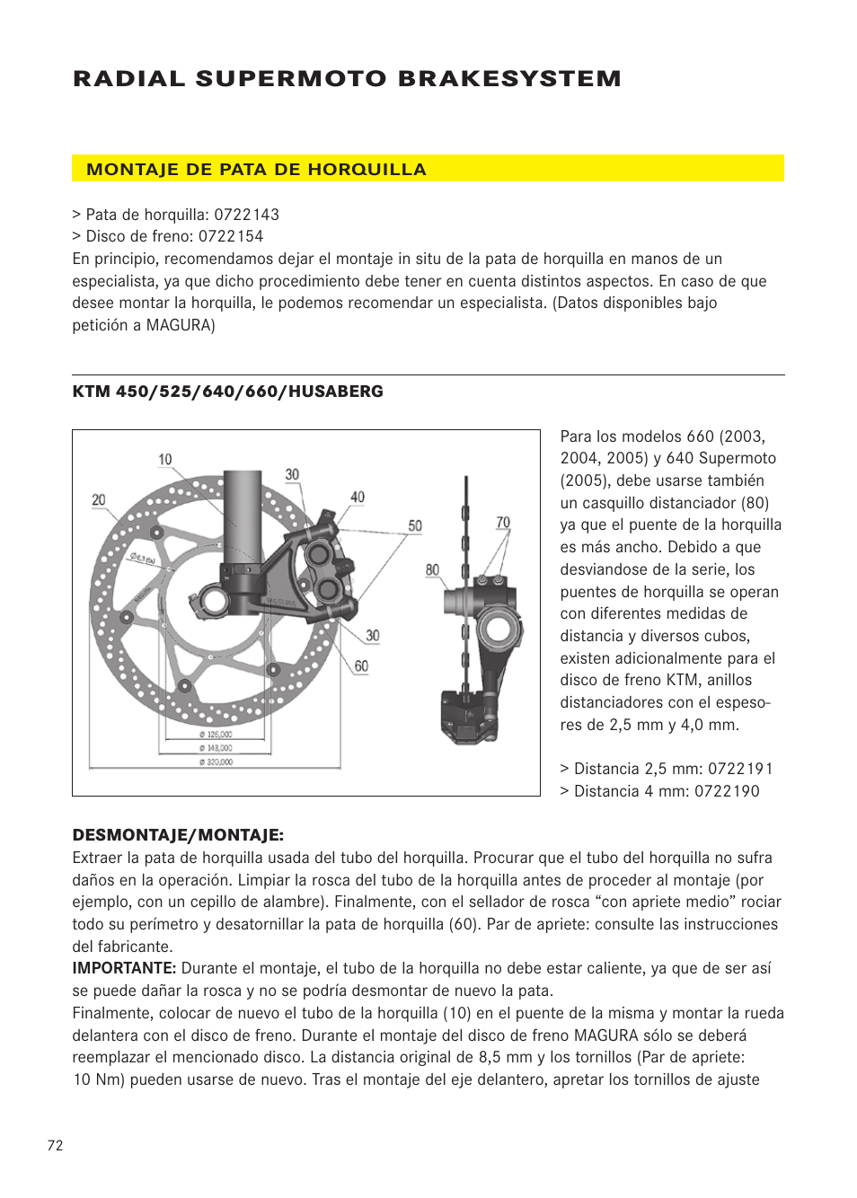 Radial supermoto brakesystem | MAGURA RADIAL 195 User Manual | Page 72 / 84