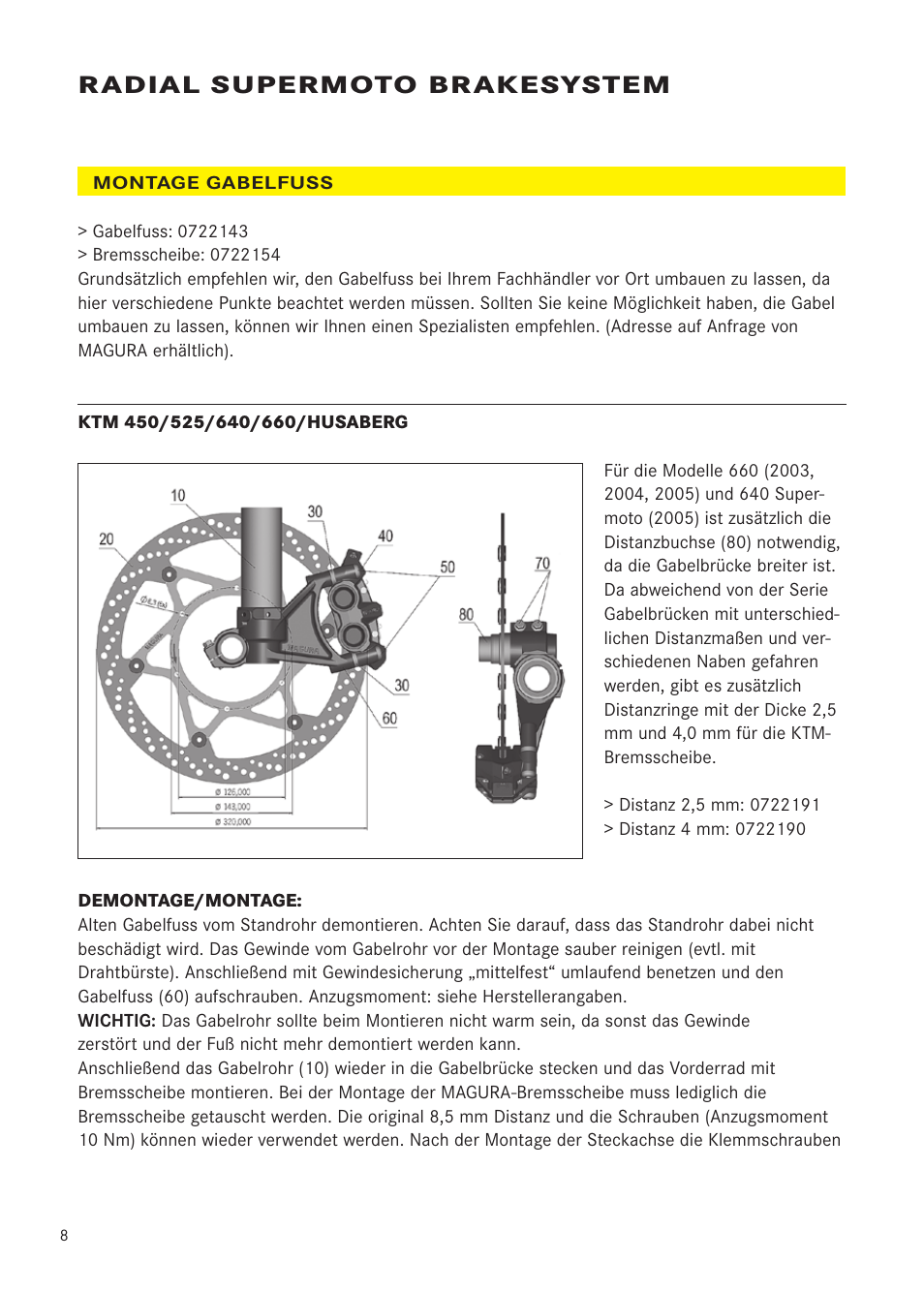 Radial supermoto brakesystem | MAGURA RADIAL 195 User Manual | Page 8 / 84