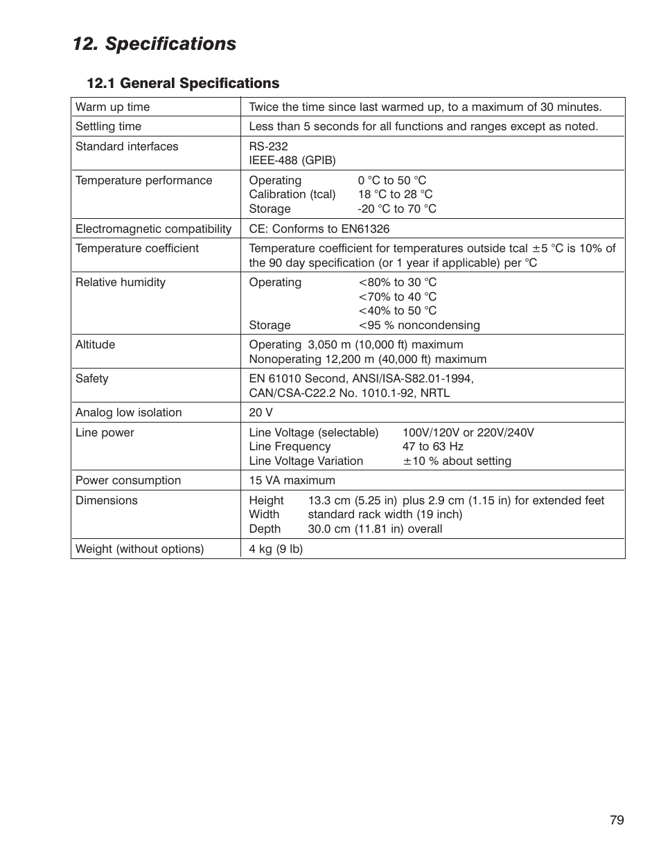 Specifications | Martel Electronics 3001 User Manual | Page 83 / 94