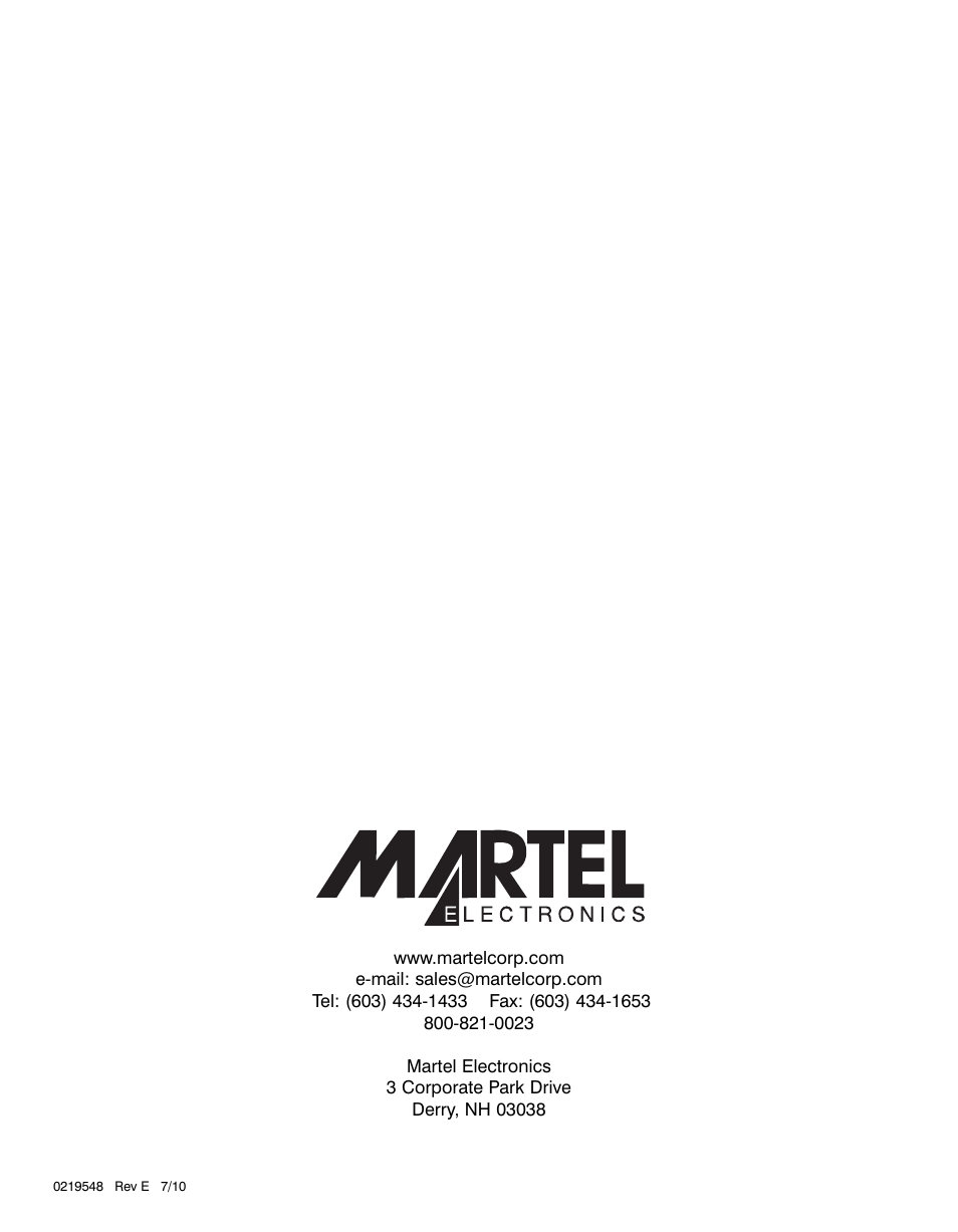 Martel Electronics 3001 User Manual | Page 94 / 94