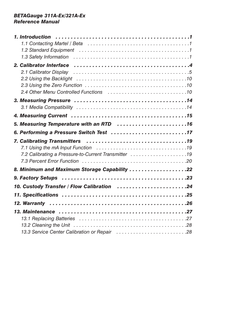 Martel Electronics BetaGauge 321A-Ex User Manual | Page 2 / 32