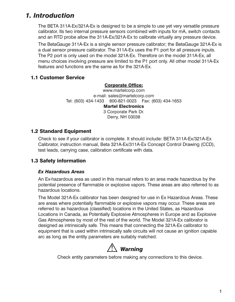 Introduction | Martel Electronics BetaGauge 321A-Ex User Manual | Page 3 / 32