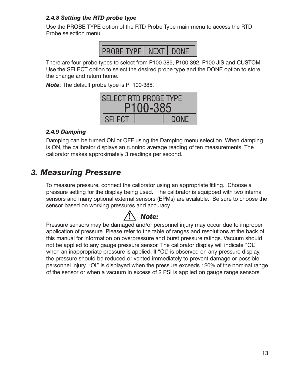 Measuring pressure | Martel Electronics BetaGauge 321A User Manual | Page 15 / 48